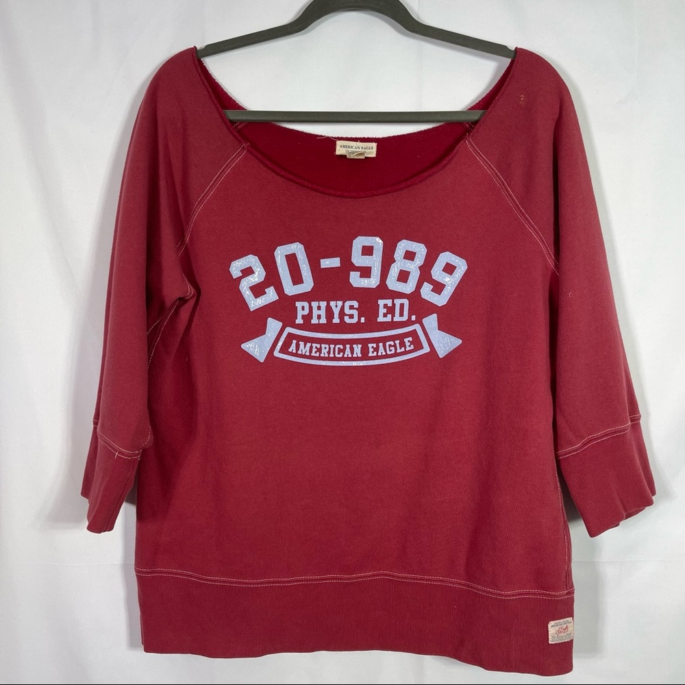 AE American Eagle Outfitters, Off the Shoulder Sweatshirt, Size XL.